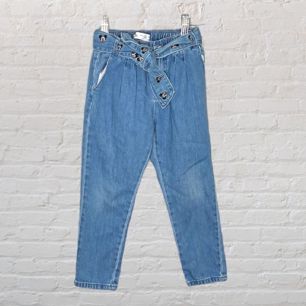Zara X Disney Mickey Embroidered Belt Jeans